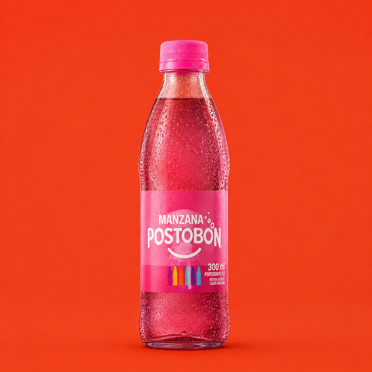 Postobón Manzana Colombian apple soda bottle 300 ml