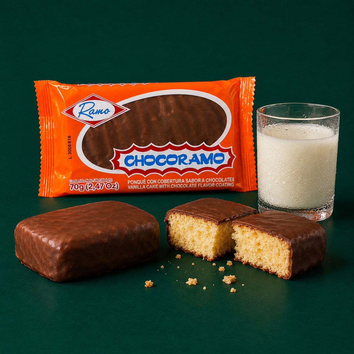 Chocoramo chocolate-covered cakes served with milk